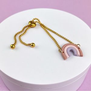 Boho Rainbow Handmade Polymer Clay Adjustable Bracelet